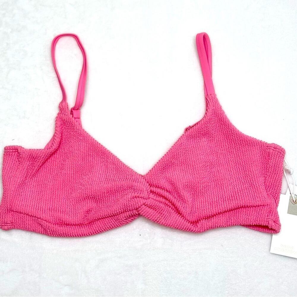 NWT 5 (2XL) Good American Bikini Top Always Fits Twist Top Bright Pink Summer